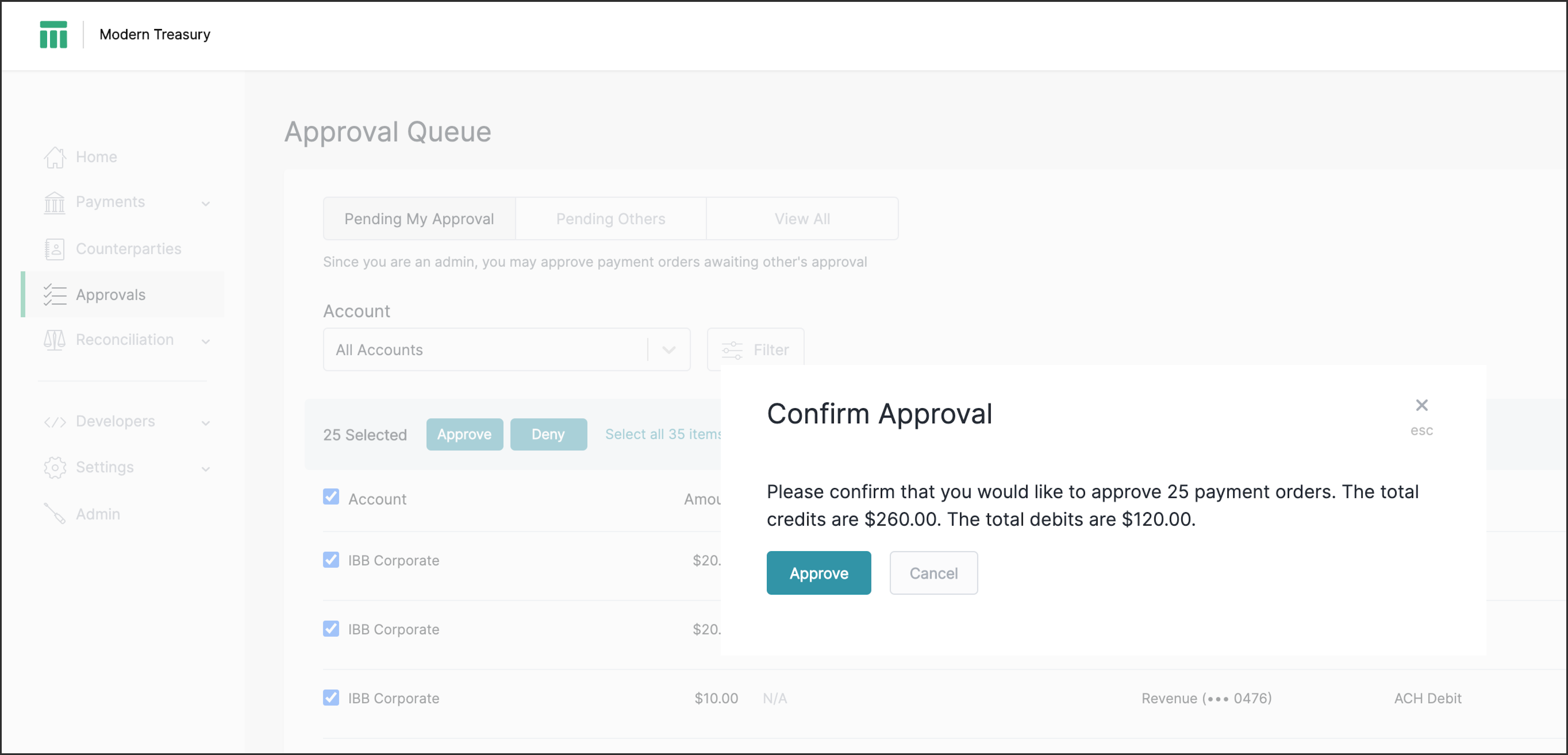 Screen: Approval Queue - Confirm Approval