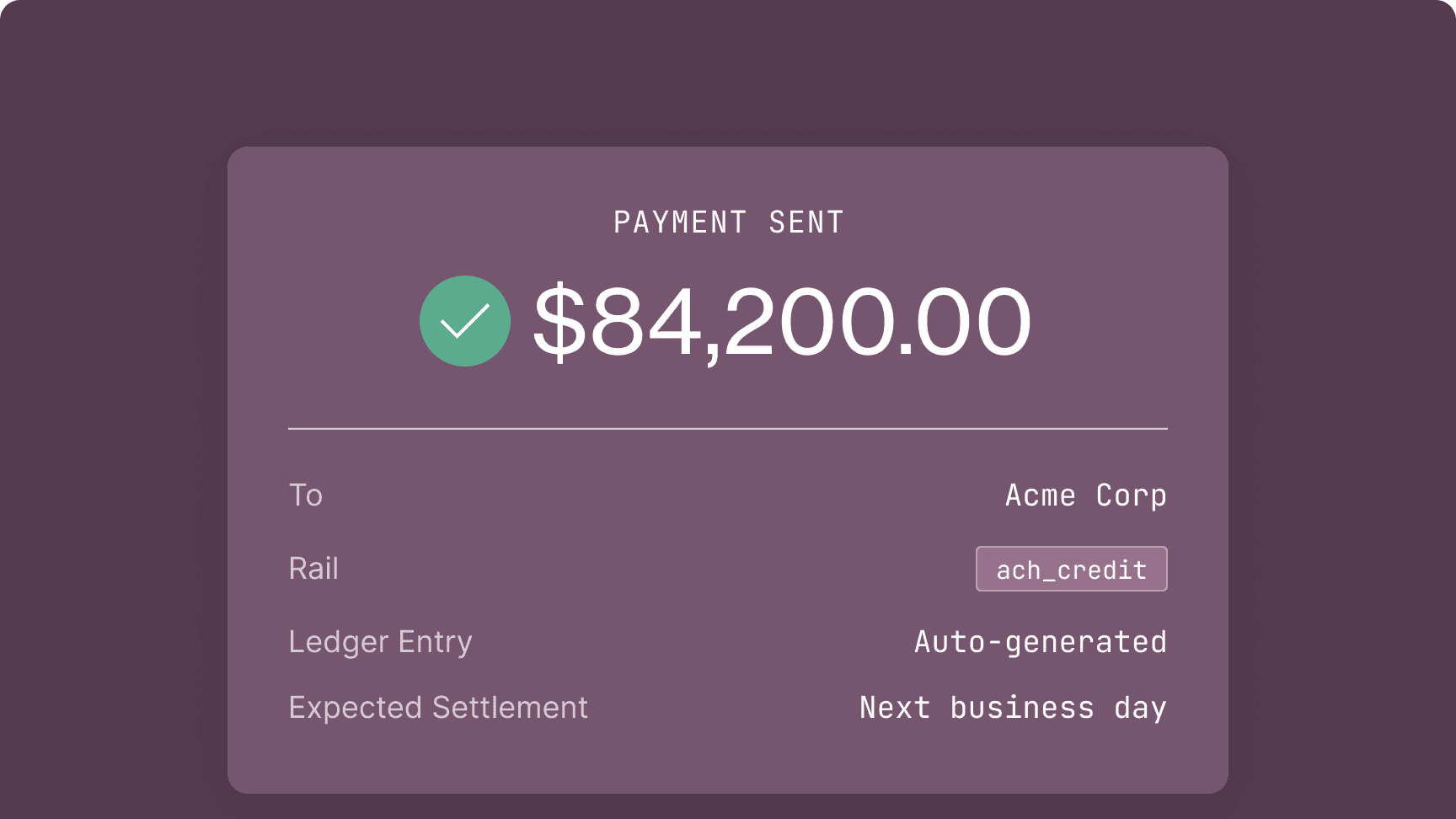 Modern Treasury settlement interface