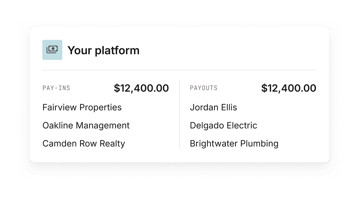 Your platform collecting pay-ins from customers and sending payouts