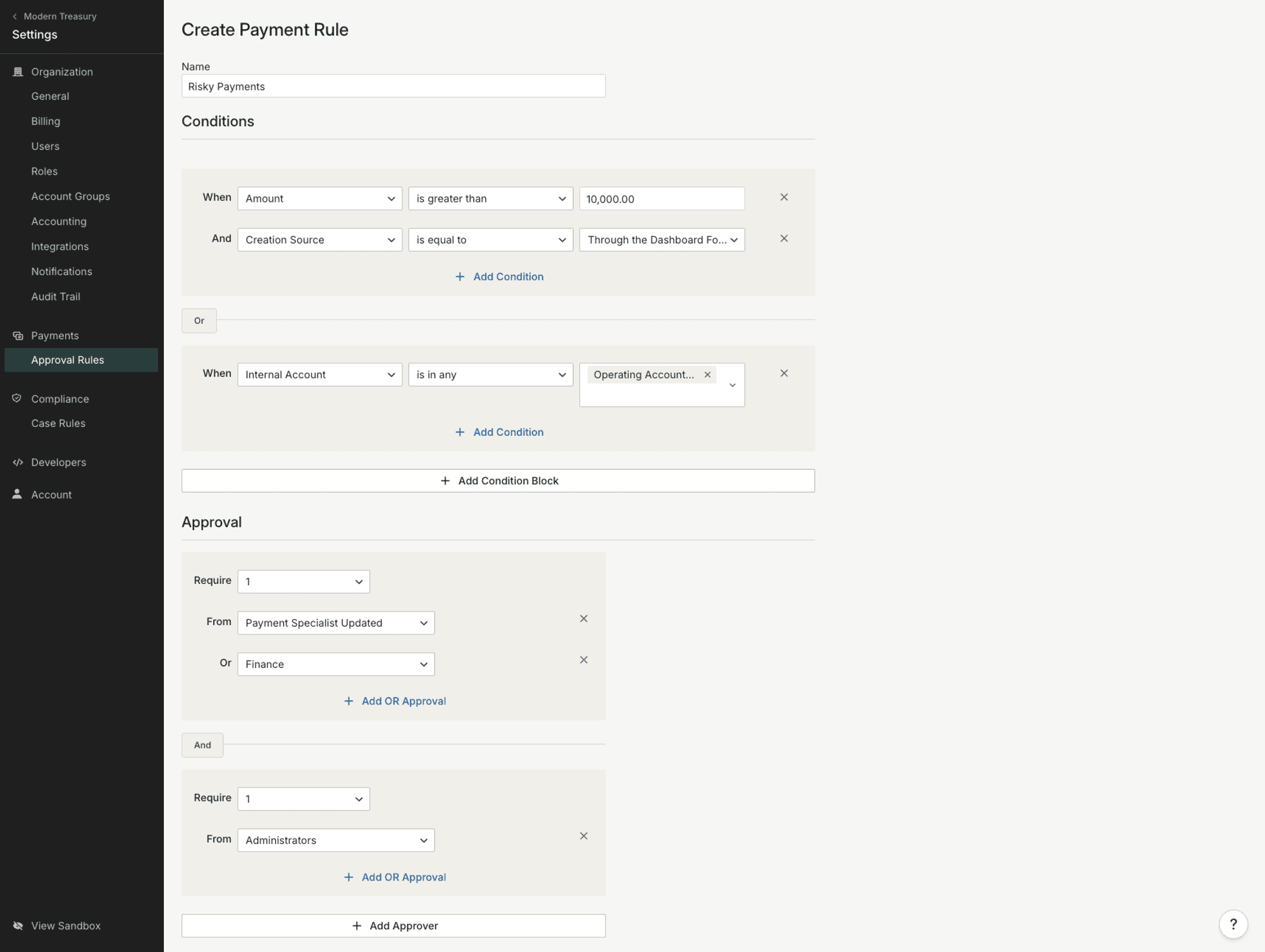 Updates to approvals