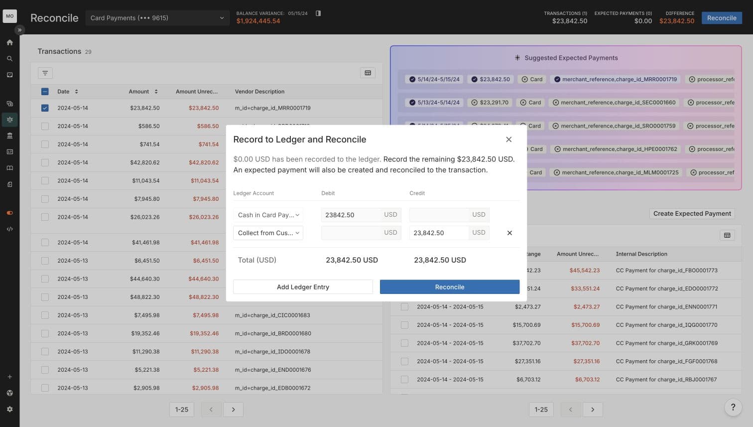 Record to Ledger and Reconcile