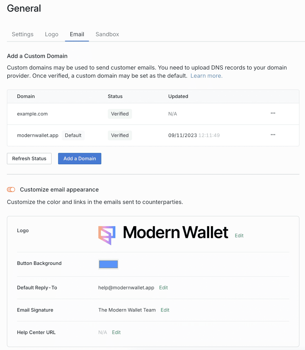 Customize Email fields