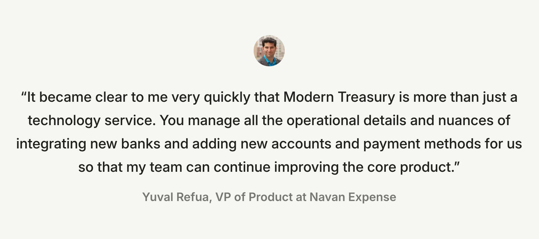 A quote from Yuval Refua, VP of Product at Navan Expense