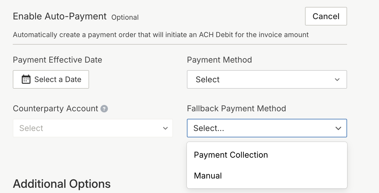  Fallback method selection for failed automatic invoice payments