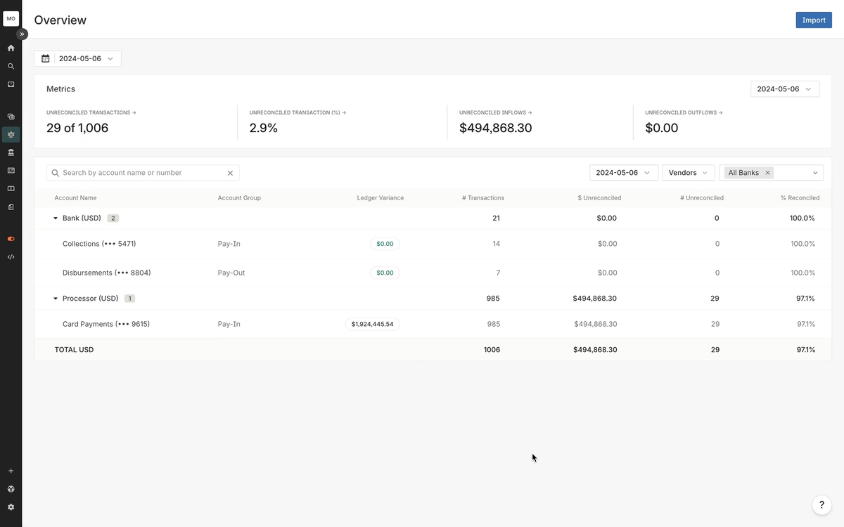 Example of Account Reconciliation & General UX Upgrades