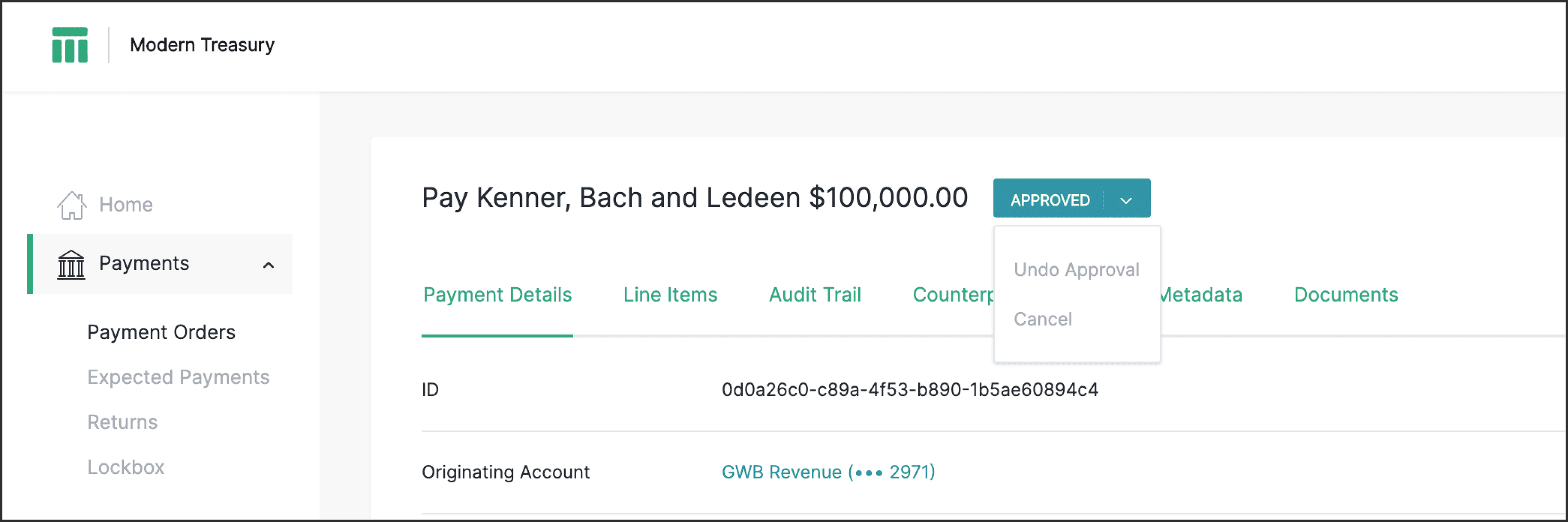 Screen: Approval Undo