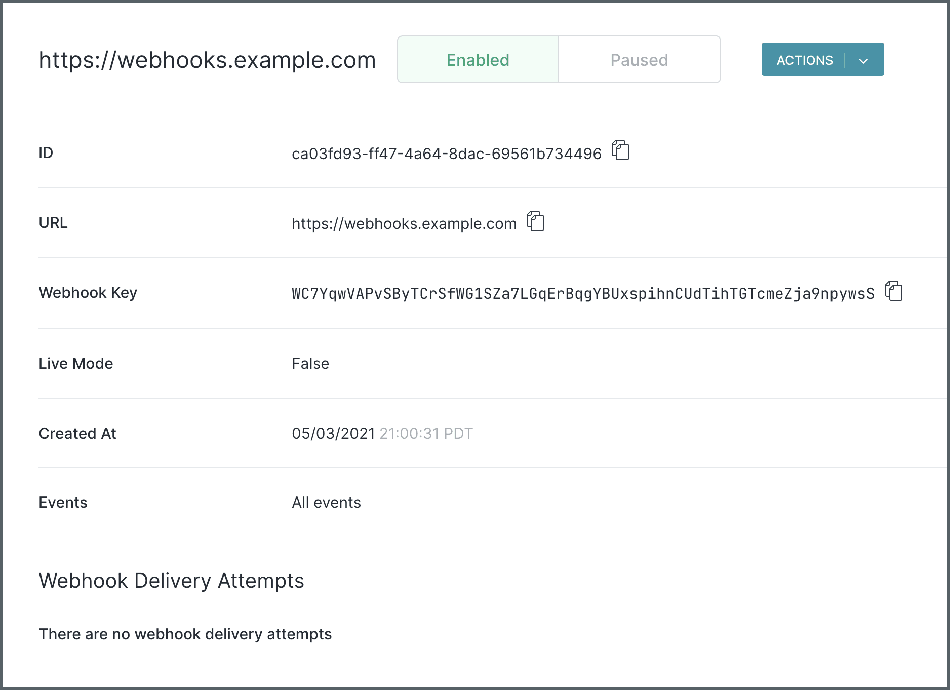 Webhook screen