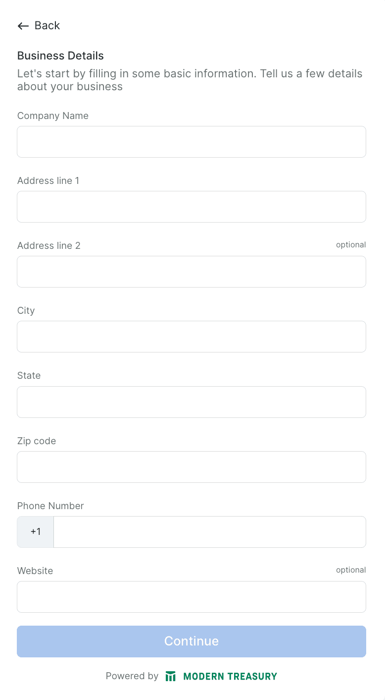User onboarding flow with pre-built UIs