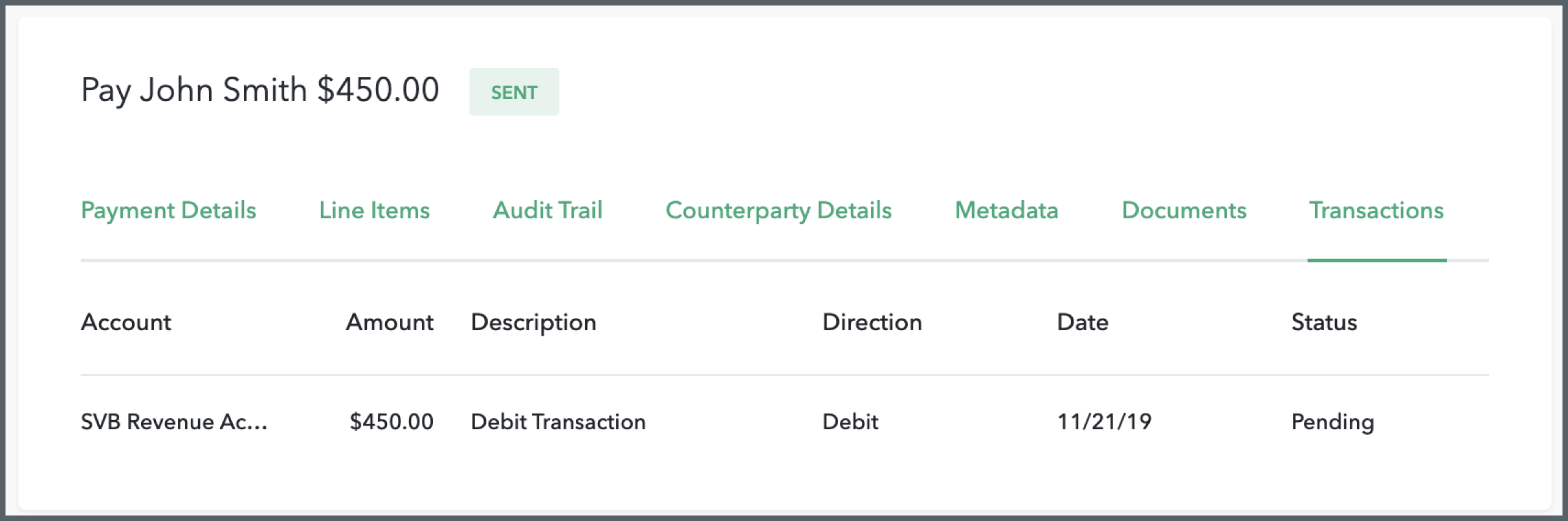 A new Transaction Status column has been added for reconciled Payment Orders.