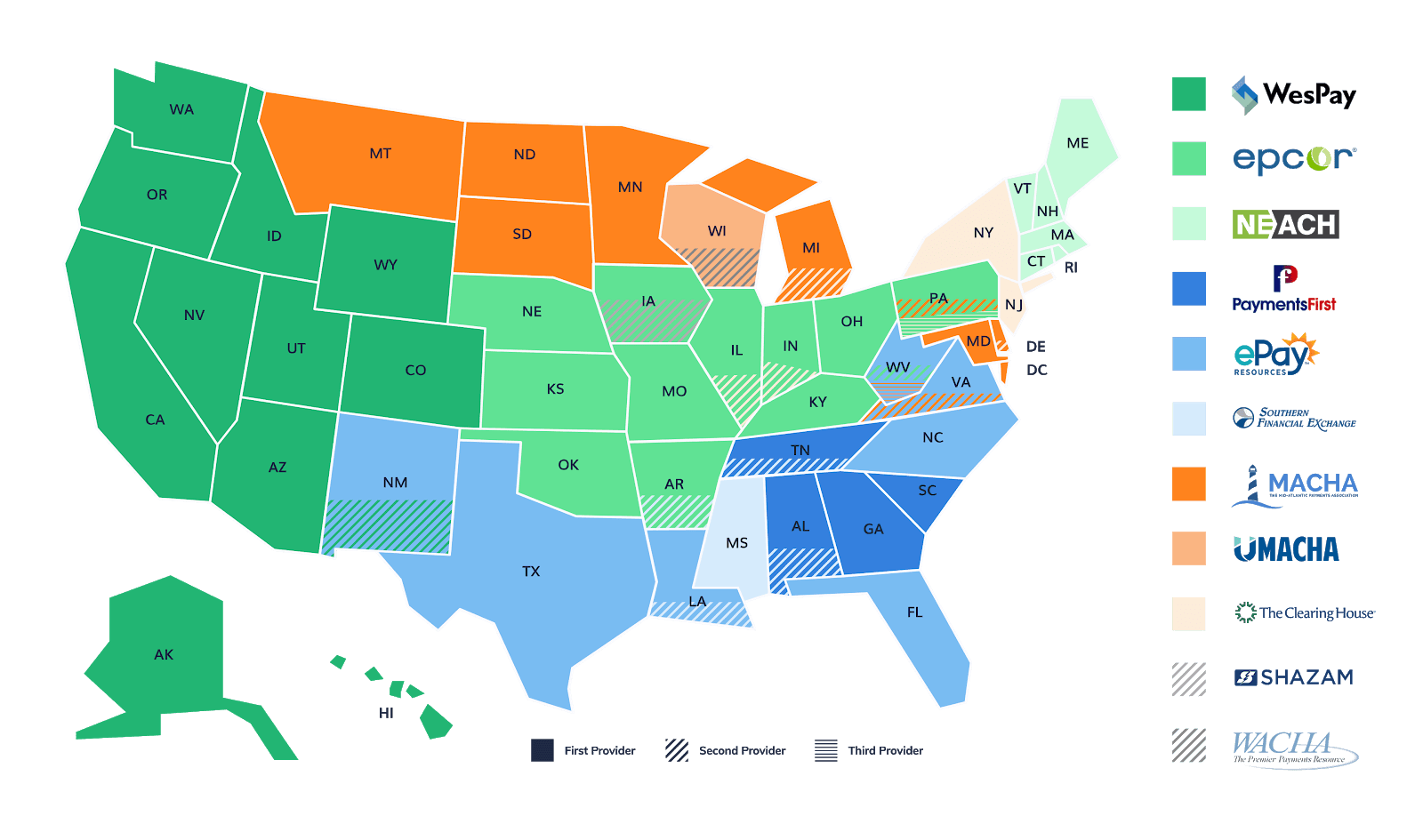 Map of regional payments associations