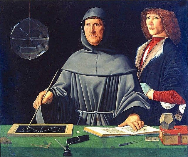 Luca Pacioli portrait by Jacopo de' Barbari, circa 1495–1500