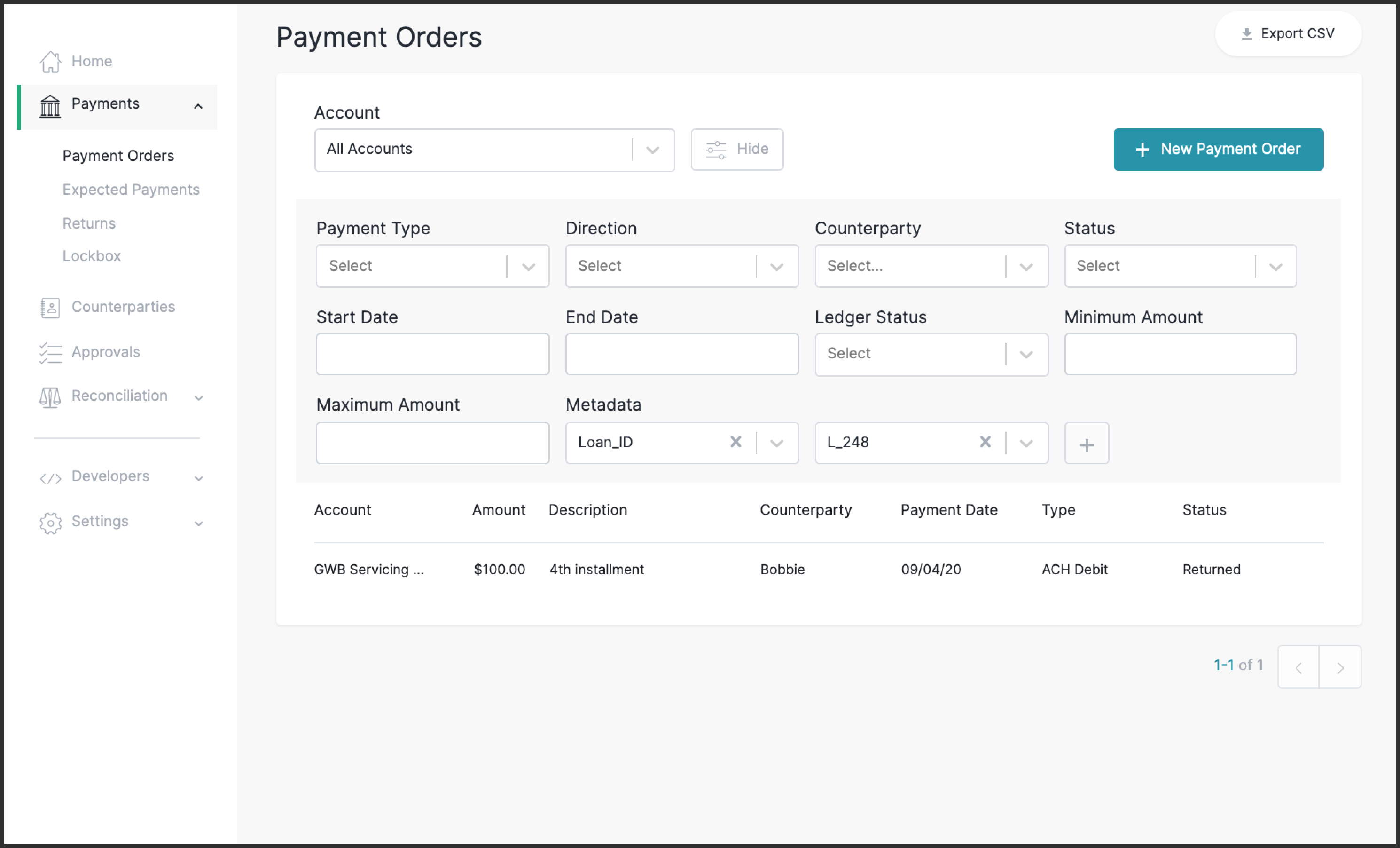 Modern Treasury’s New Payment Order interface