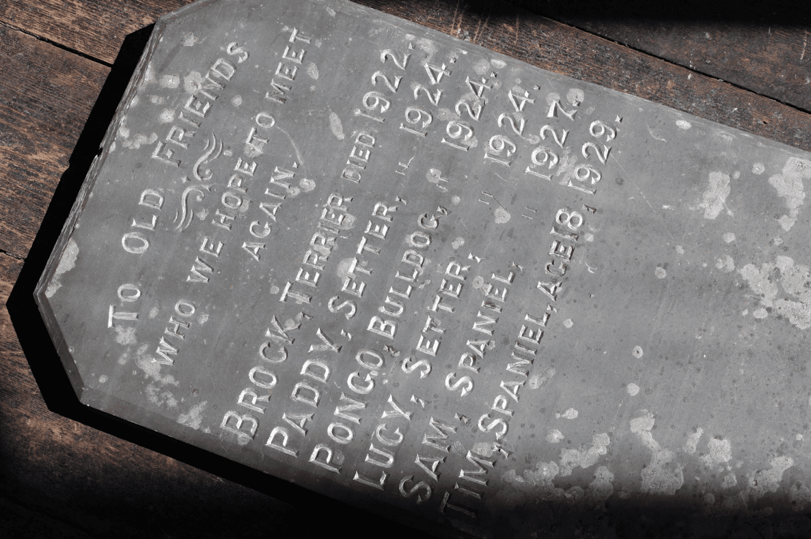 20th Century Welsh stone commemorating beloved dogs passed